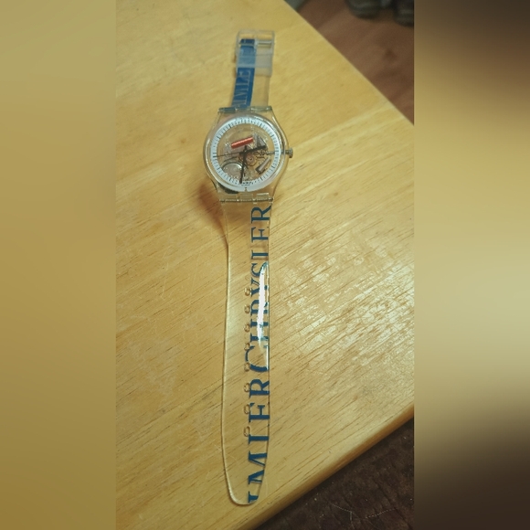 X Swatch Daimler Chrysler Skeleton Clear Acrylic Case & PU Band 3 Hand - Picture 8 of 8